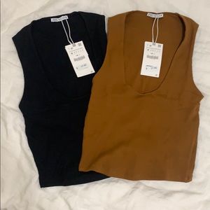 🍂 Fall Bundle NWT 2 Zara Basics- Ribbed T-shirts